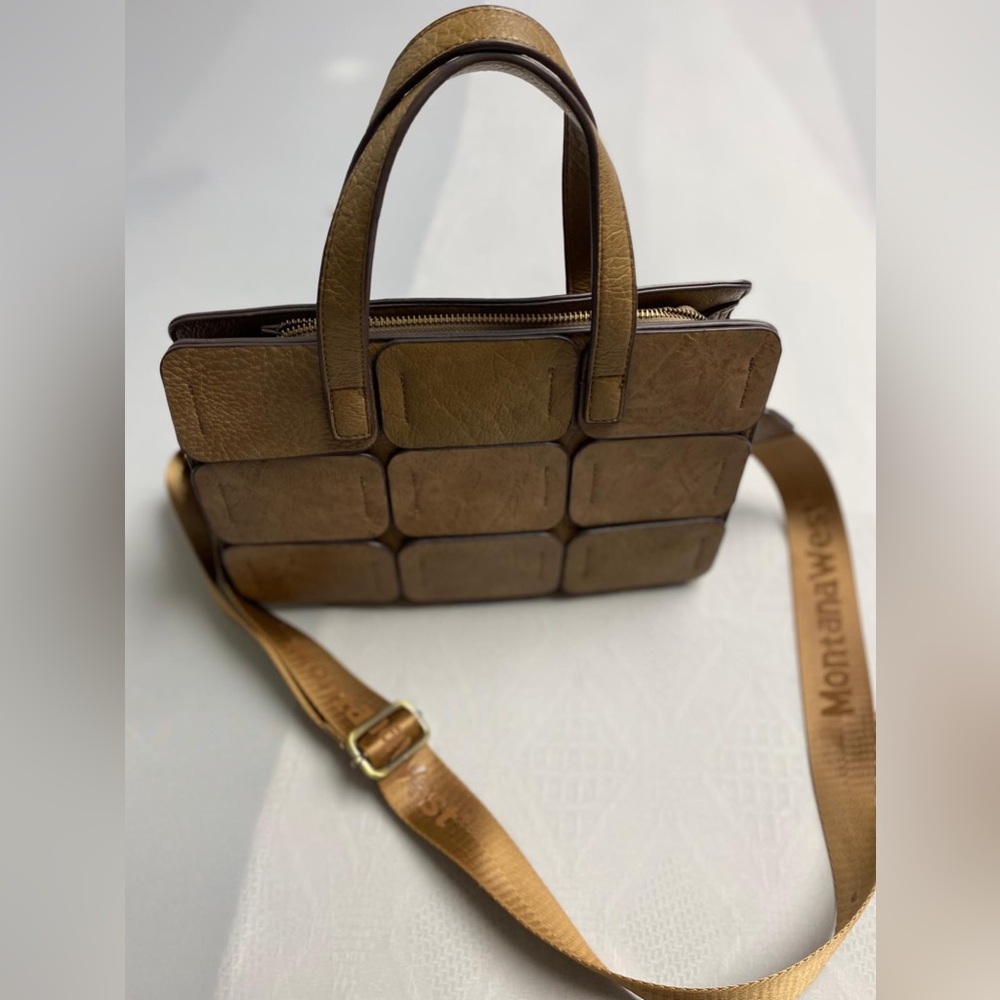 Montana West Patchwork Shoulder bag for women color brown leather bag